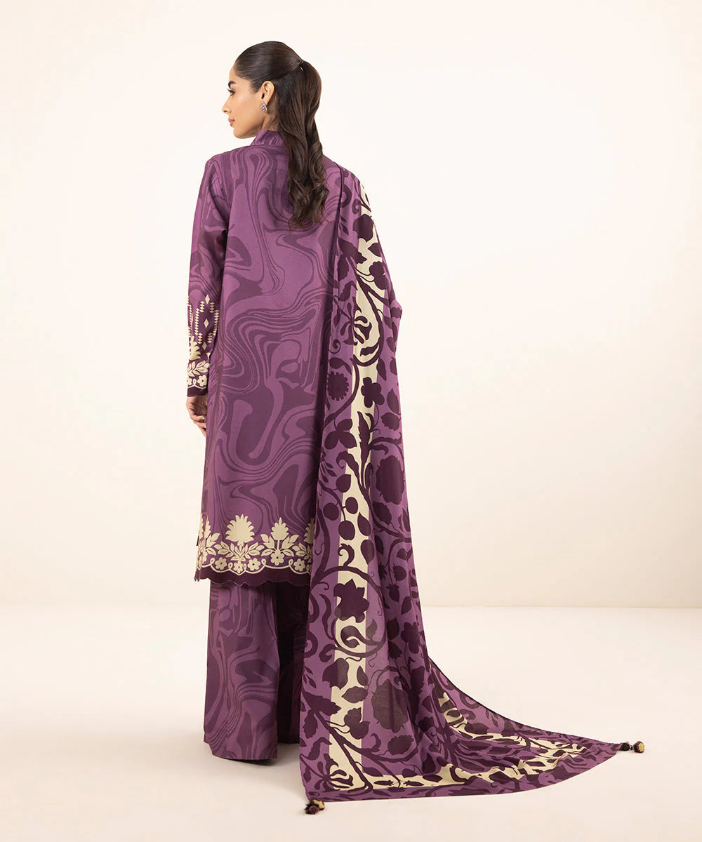 SAPPHIRE | UNSTITCHED 3 PIECE PRINTED LINEN SUIT