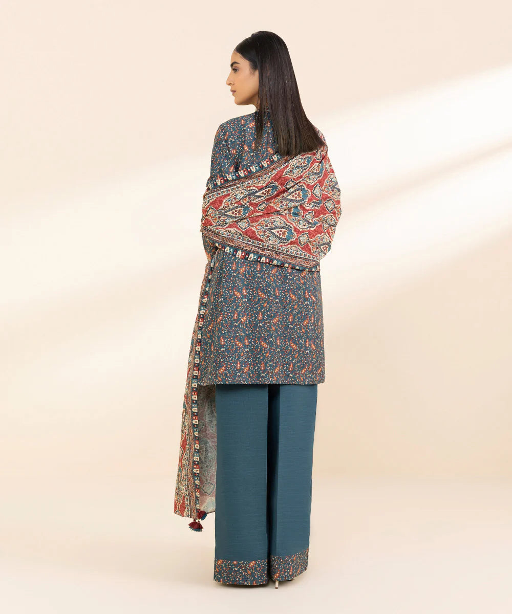 SAPPHIRE | UNSTITCHED 3 PIECE PRINTED LIGHT KHADDAR SUIT