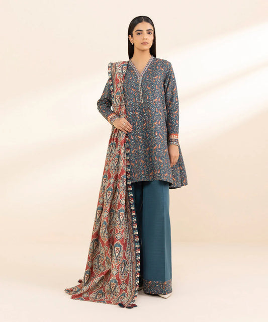 SAPPHIRE | UNSTITCHED 3 PIECE PRINTED LIGHT KHADDAR SUIT