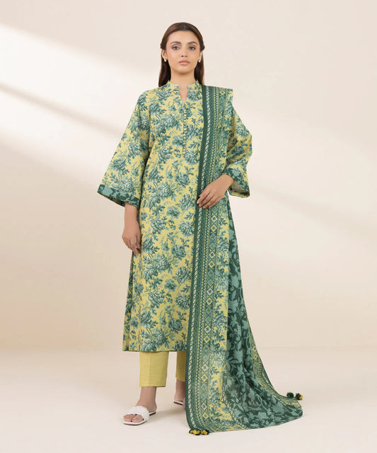 SAPPHIRE | UNSTITCHED 3 PIECE PRINTED LIGHT KHADDAR SUIT