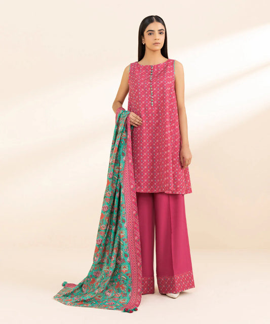 SAPPHIRE | UNSTITCHED 3 PIECE PRINTED LIGHT KHADDAR SUIT