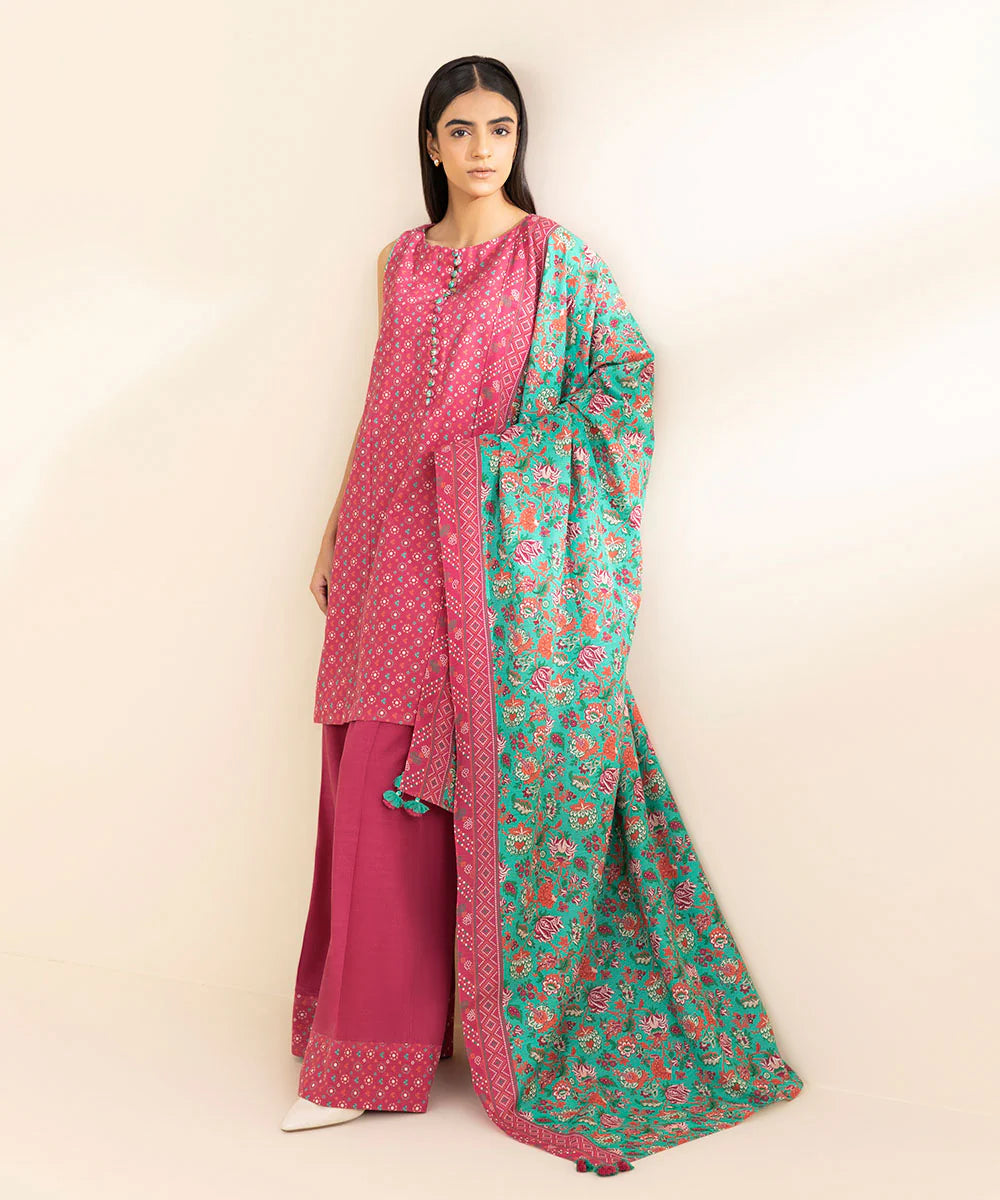 SAPPHIRE | UNSTITCHED 3 PIECE PRINTED LIGHT KHADDAR SUIT