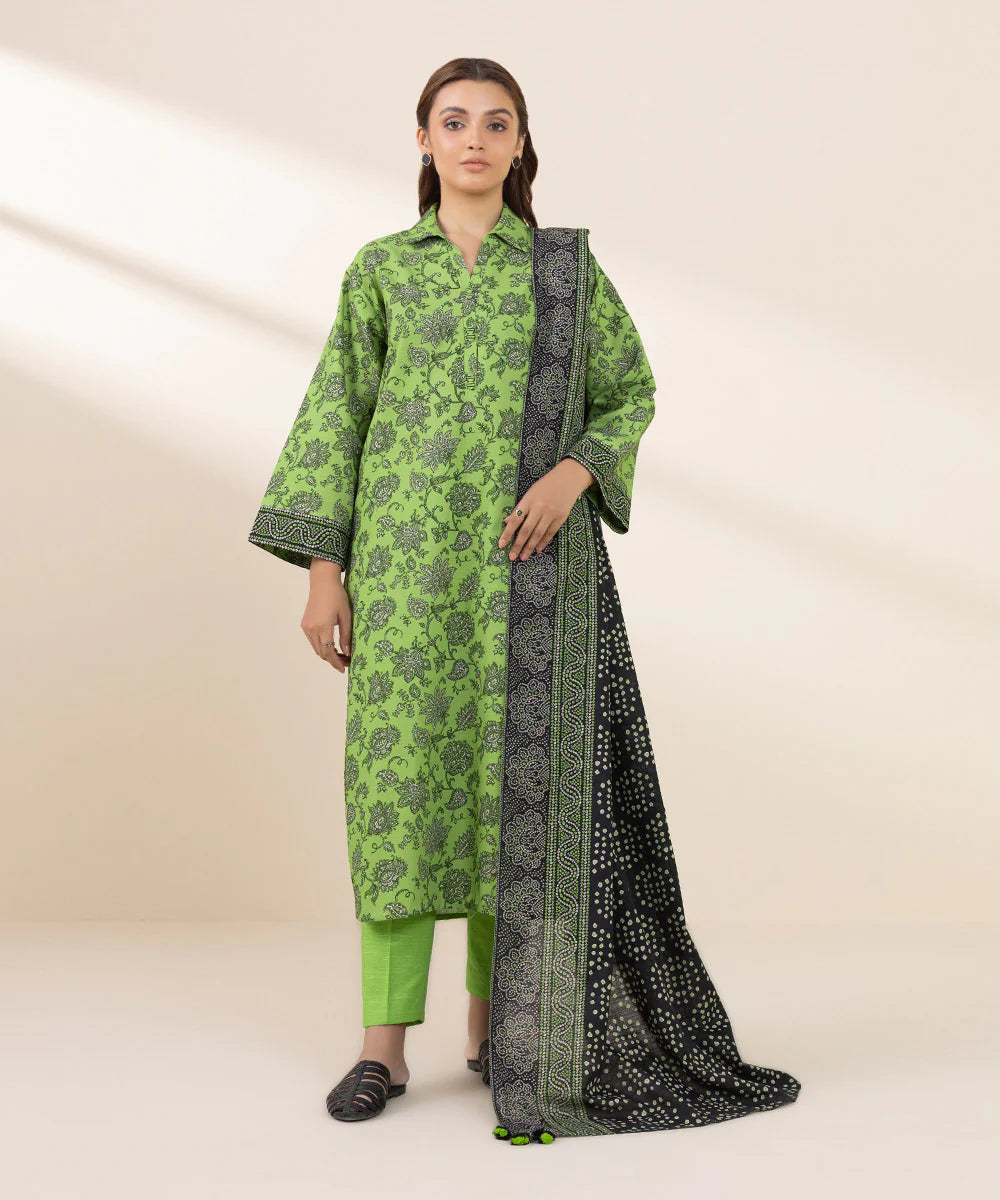 SAPPHIRE | UNSTITCHED 3 PIECE PRINTED LIGHT KHADDAR SUIT