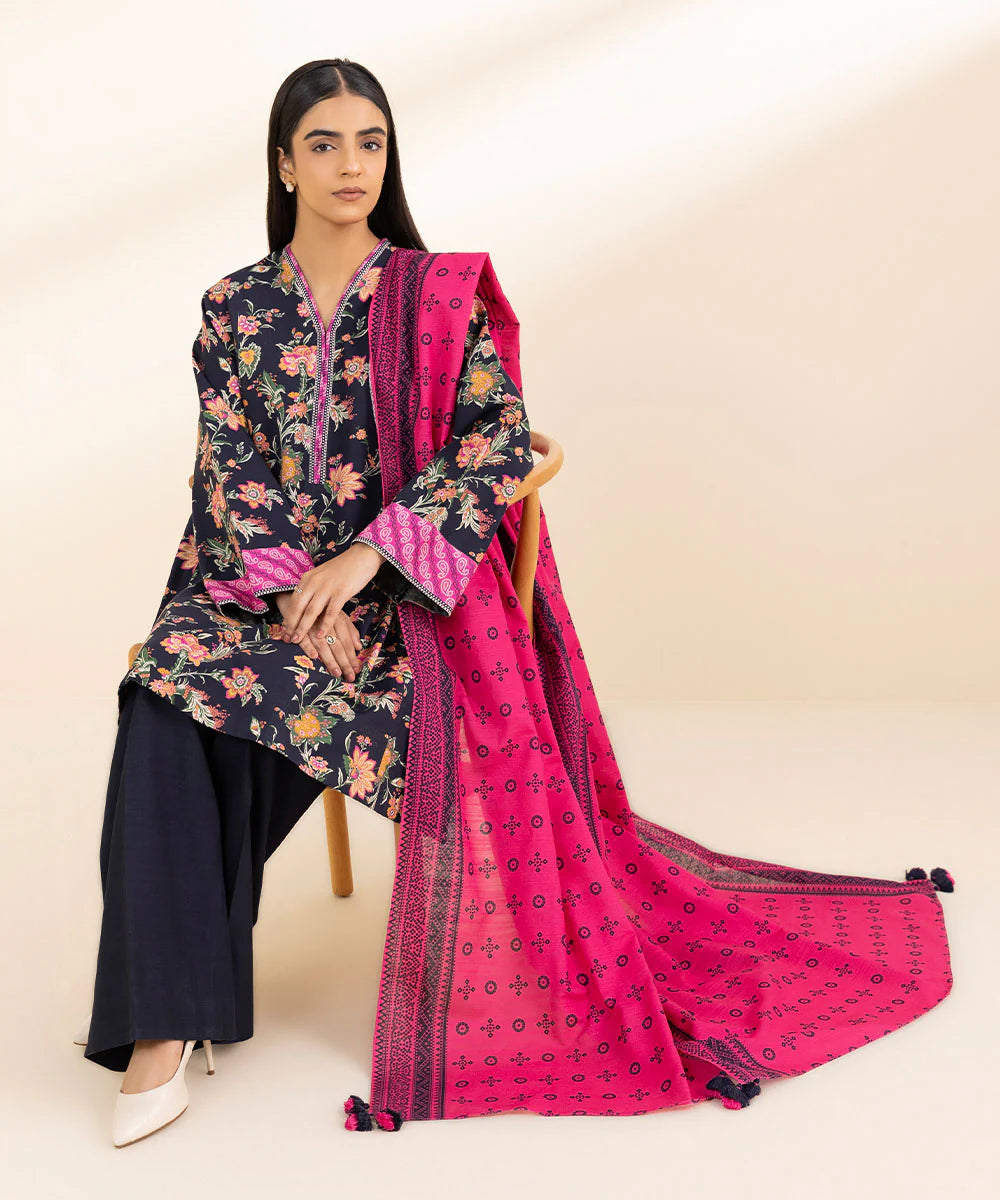 SAPPHIRE | UNSTITCHED 3 PIECE PRINTED LIGHT KHADDAR SUIT