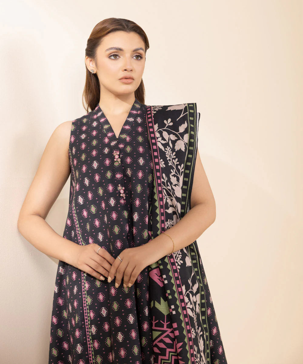 SAPPHIRE | UNSTITCHED 3 PIECE PRINTED COTTON JACQUARD SUIT