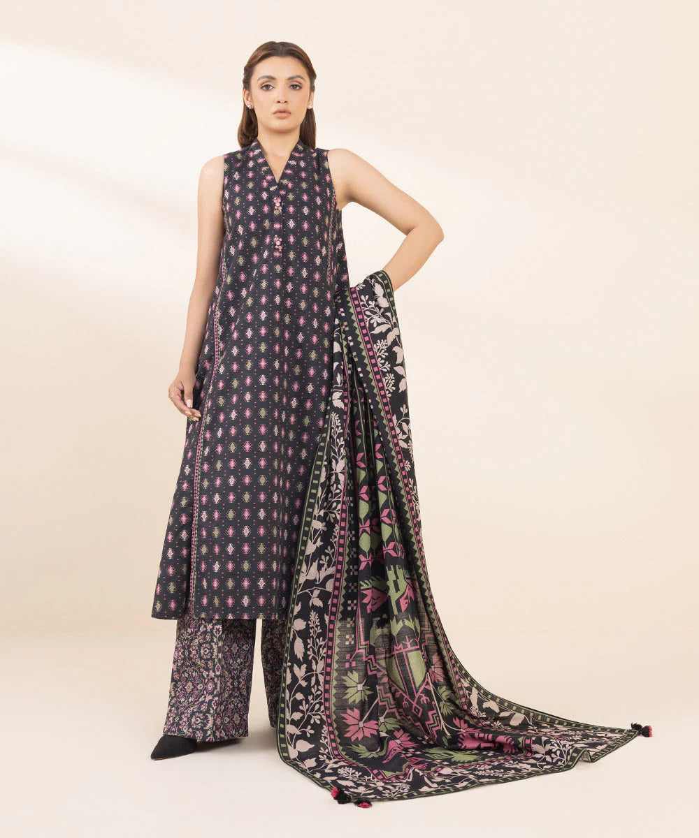 SAPPHIRE | UNSTITCHED 3 PIECE PRINTED COTTON JACQUARD SUIT