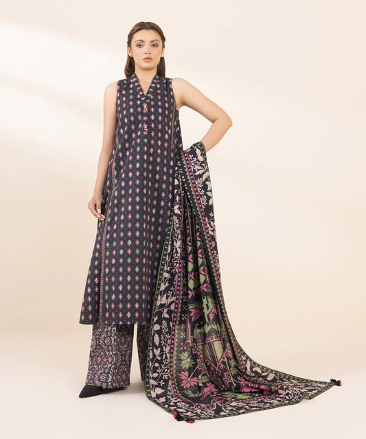 SAPPHIRE | UNSTITCHED 3 PIECE PRINTED COTTON JACQUARD SUIT