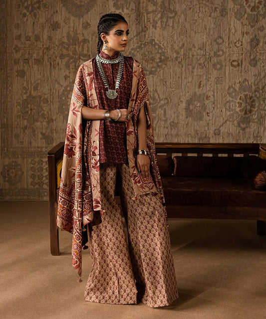 SAPPHIRE | UNSTITCHED 3 PIECE PRINTED LIGHT KHADDAR SUIT