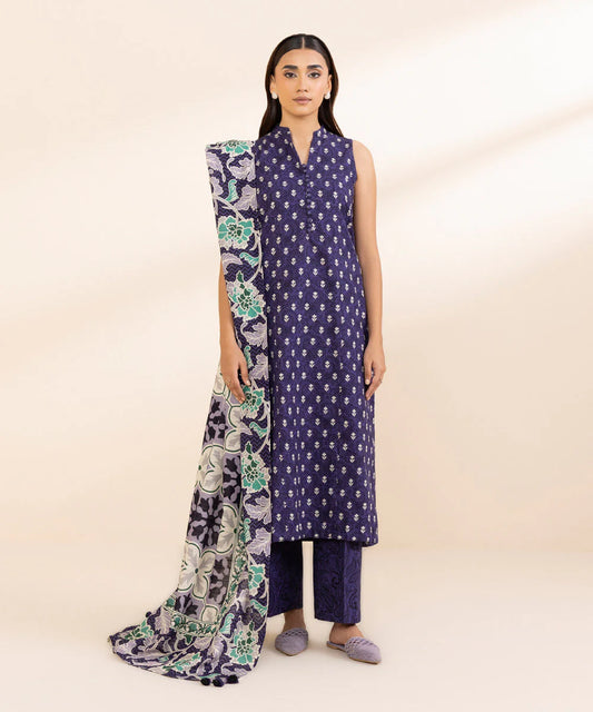 SAPPHIRE | UNSTITCHED 3 PIECE PRINTED LIGHT KHADDAR SUIT
