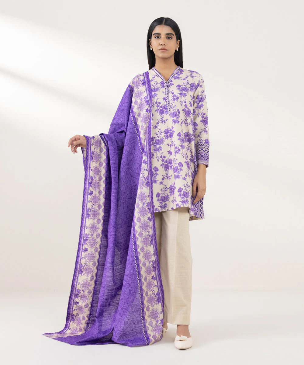 SAPPHIRE | UNSTITCHED 3 PIECE PRINTED KHADDAR SUIT
