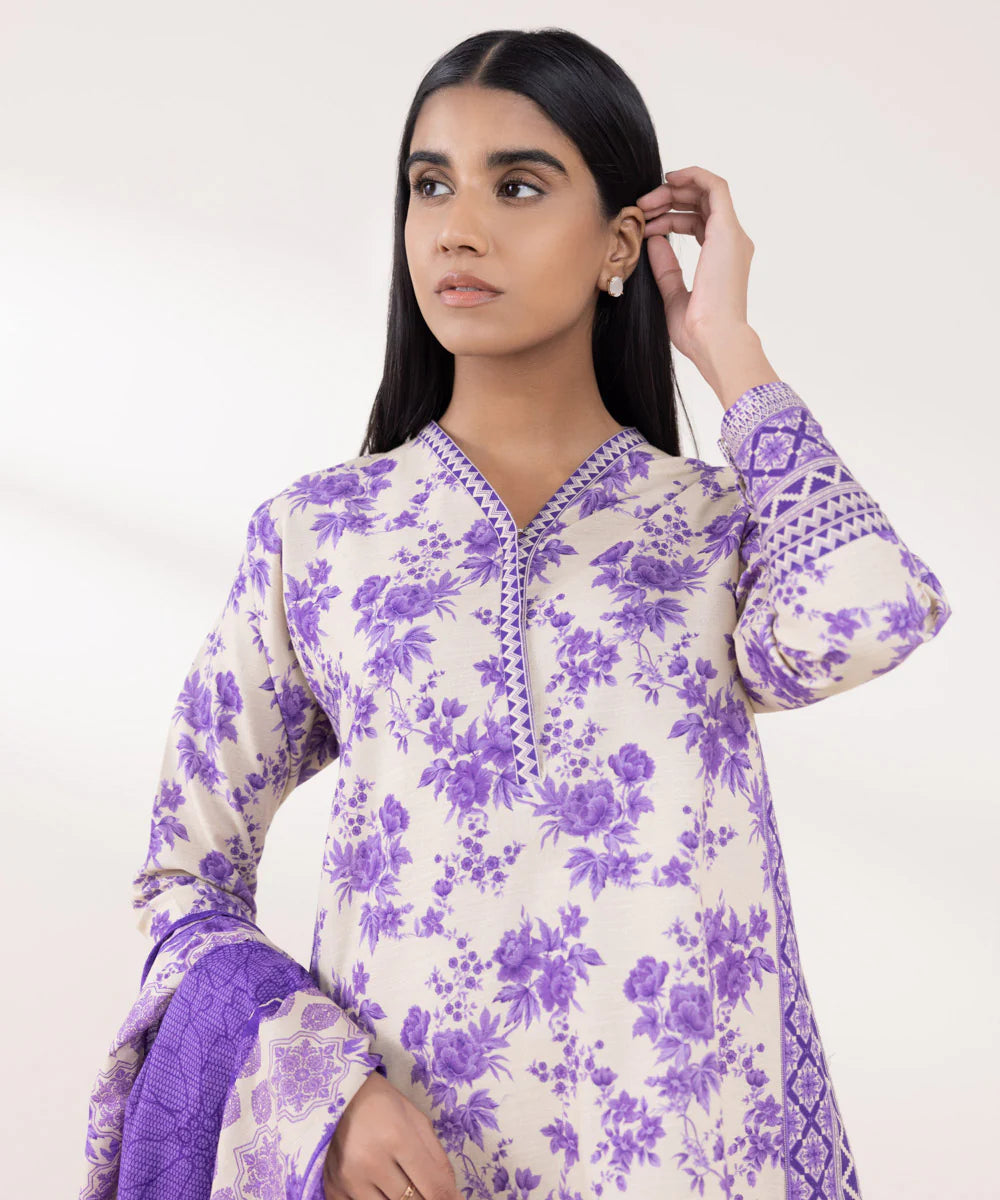 SAPPHIRE | UNSTITCHED 3 PIECE PRINTED KHADDAR SUIT
