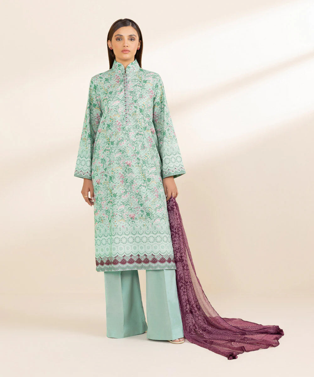 SAPPHIRE | UNSTITCHED 3 PIECE PRINTED COTTON VISCOSE SUIT