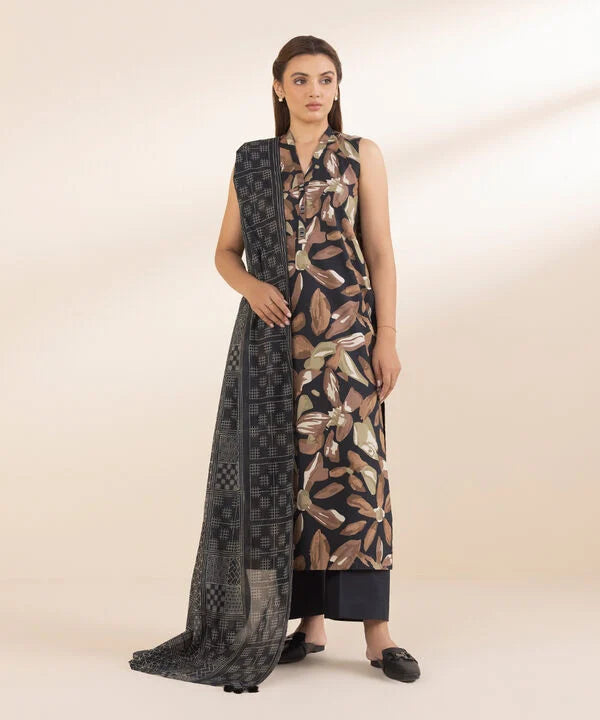 SAPPHIRE | UNSTITCHED 3 PIECE PRINTED COTTON SUIT