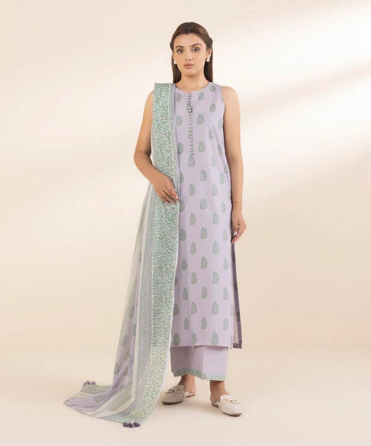 SAPPHIRE | UNSTITCHED 3 PIECE PRINTED COTTON SUIT