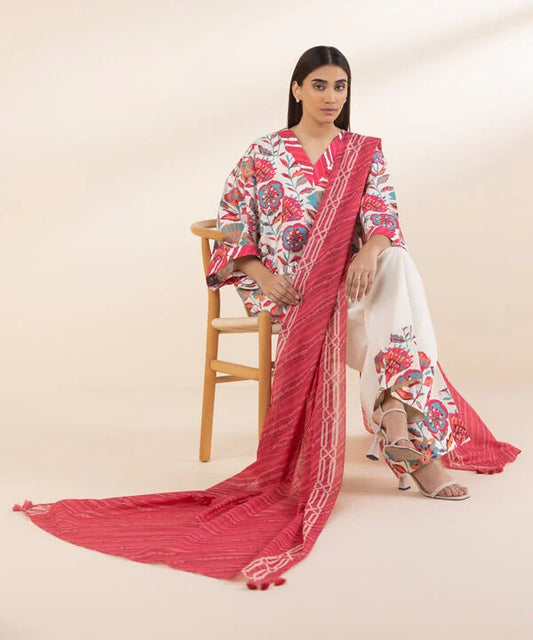 SAPPHIRE | UNSTITCHED 3 PIECE PRINTED COTTON SUIT