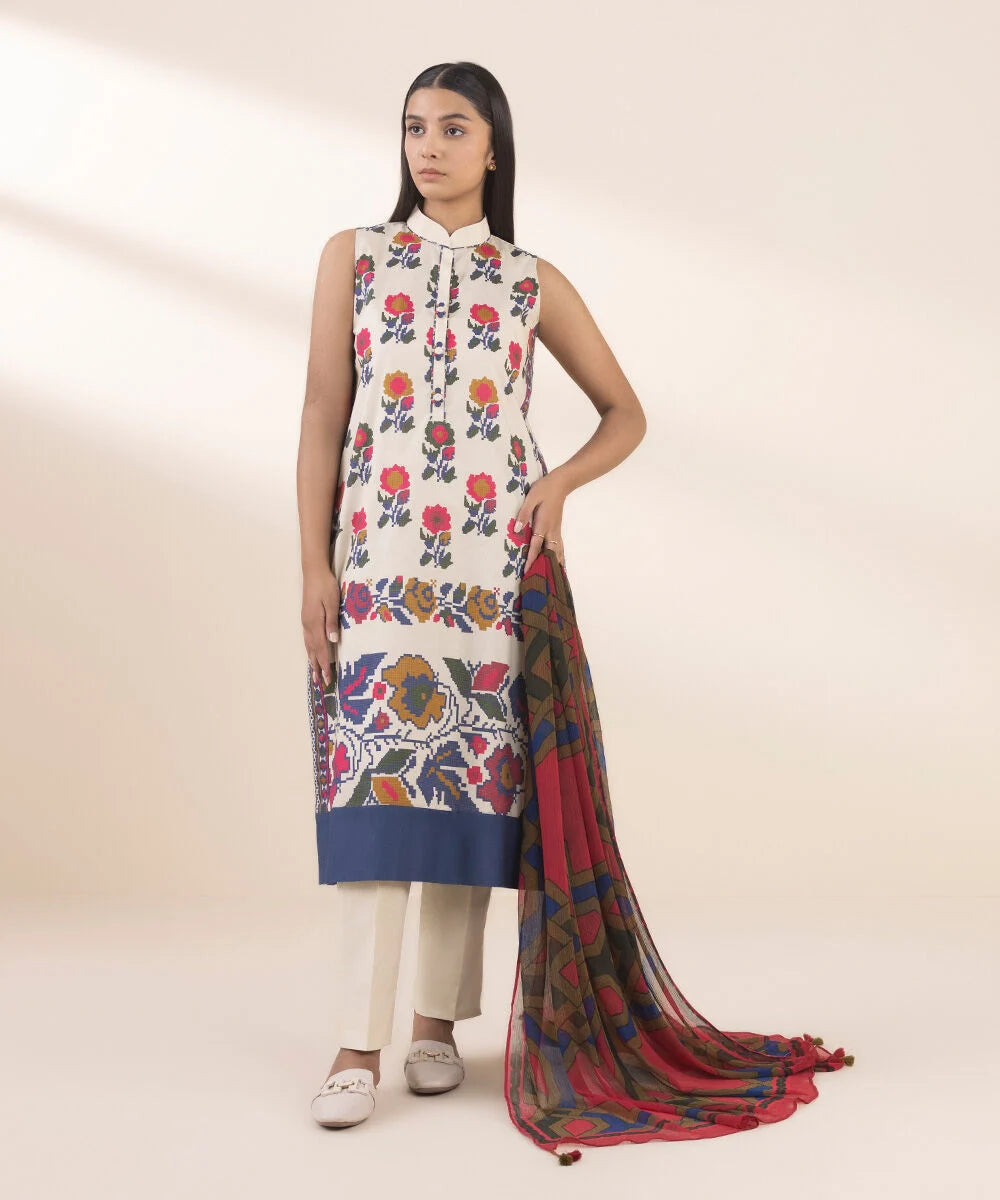 SAPPHIRE | UNSTITCHED 3 PIECE PRINTED LAWN SUIT