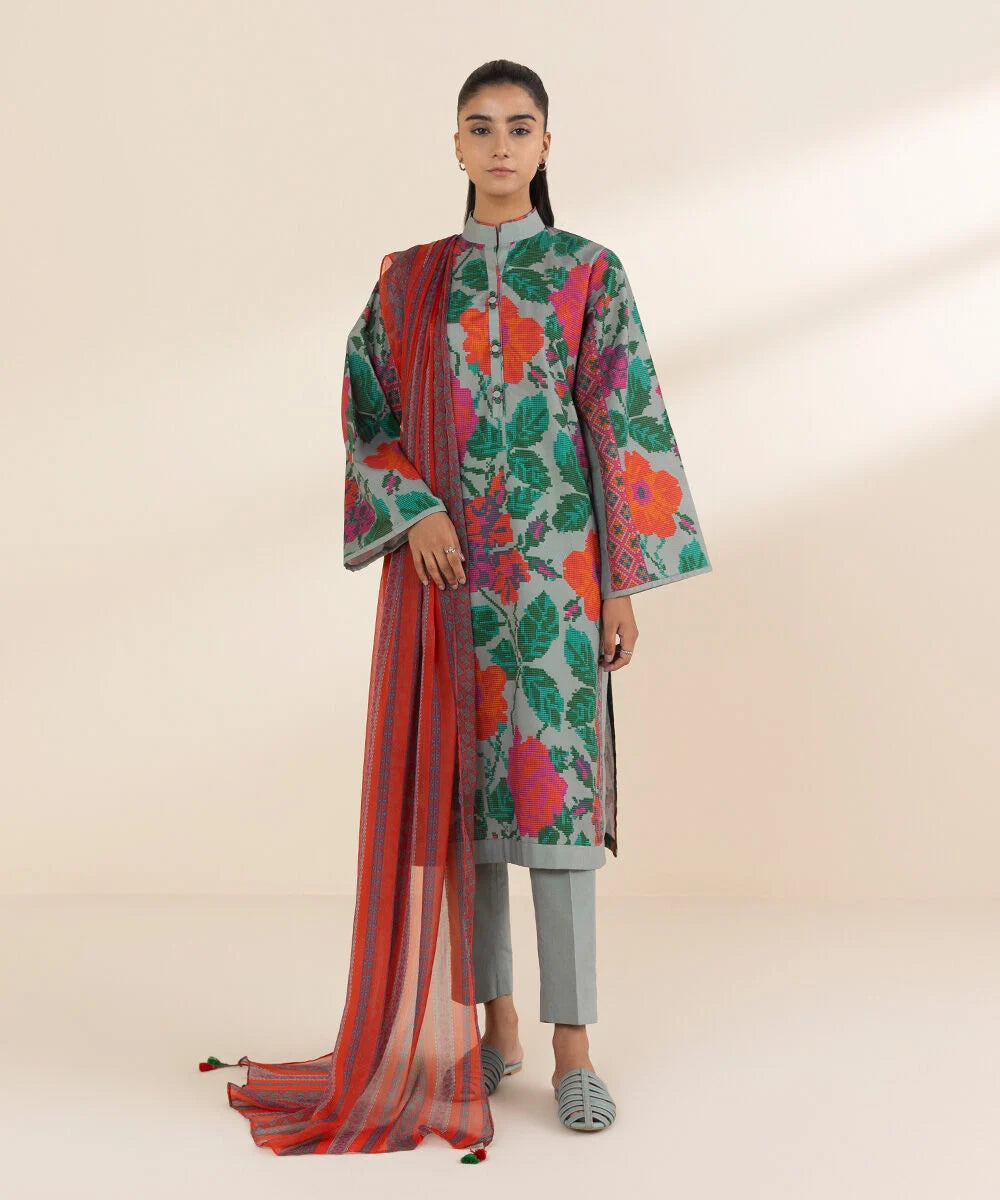 SAPPHIRE | UNSTITCHED 3 PIECE PRINTED LAWN SUIT