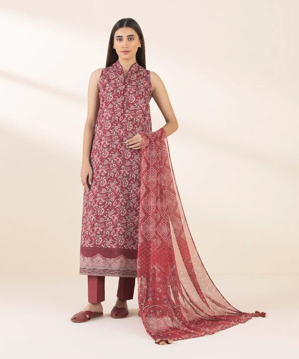 SAPPHIRE | UNSTITCHED 3 PIECE PRINTED COTTON SUIT