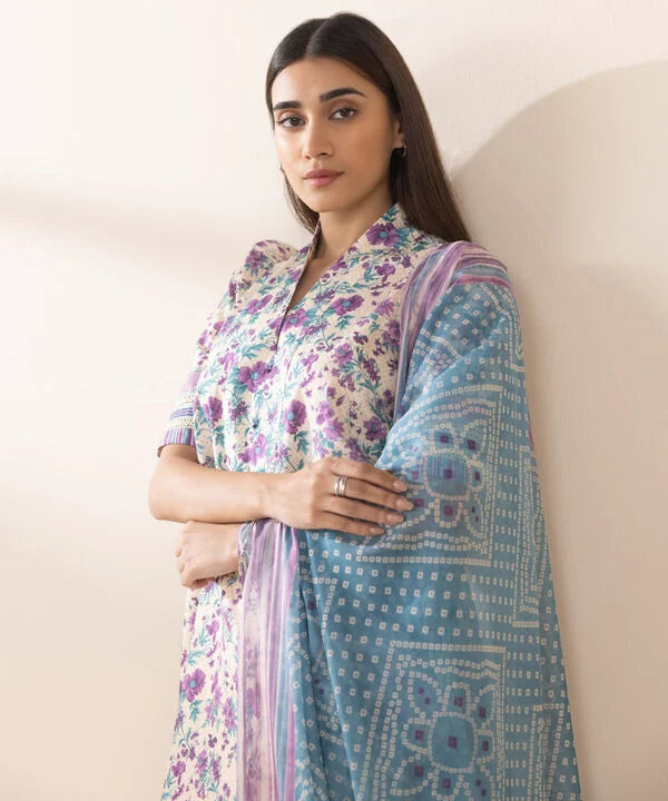 SAPPHIRE | UNSTITCHED 3 PIECE PRINTED COTTON SUIT