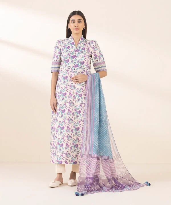 SAPPHIRE | UNSTITCHED 3 PIECE PRINTED COTTON SUIT