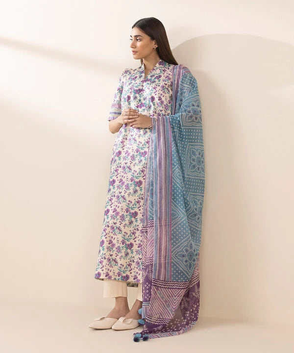 SAPPHIRE | UNSTITCHED 3 PIECE PRINTED COTTON SUIT