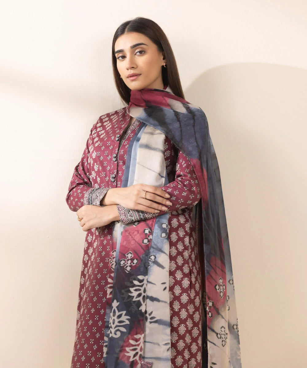 SAPPHIRE | UNSTITCHED 3 PIECE PRINTED COTTON VISCOSE SUIT