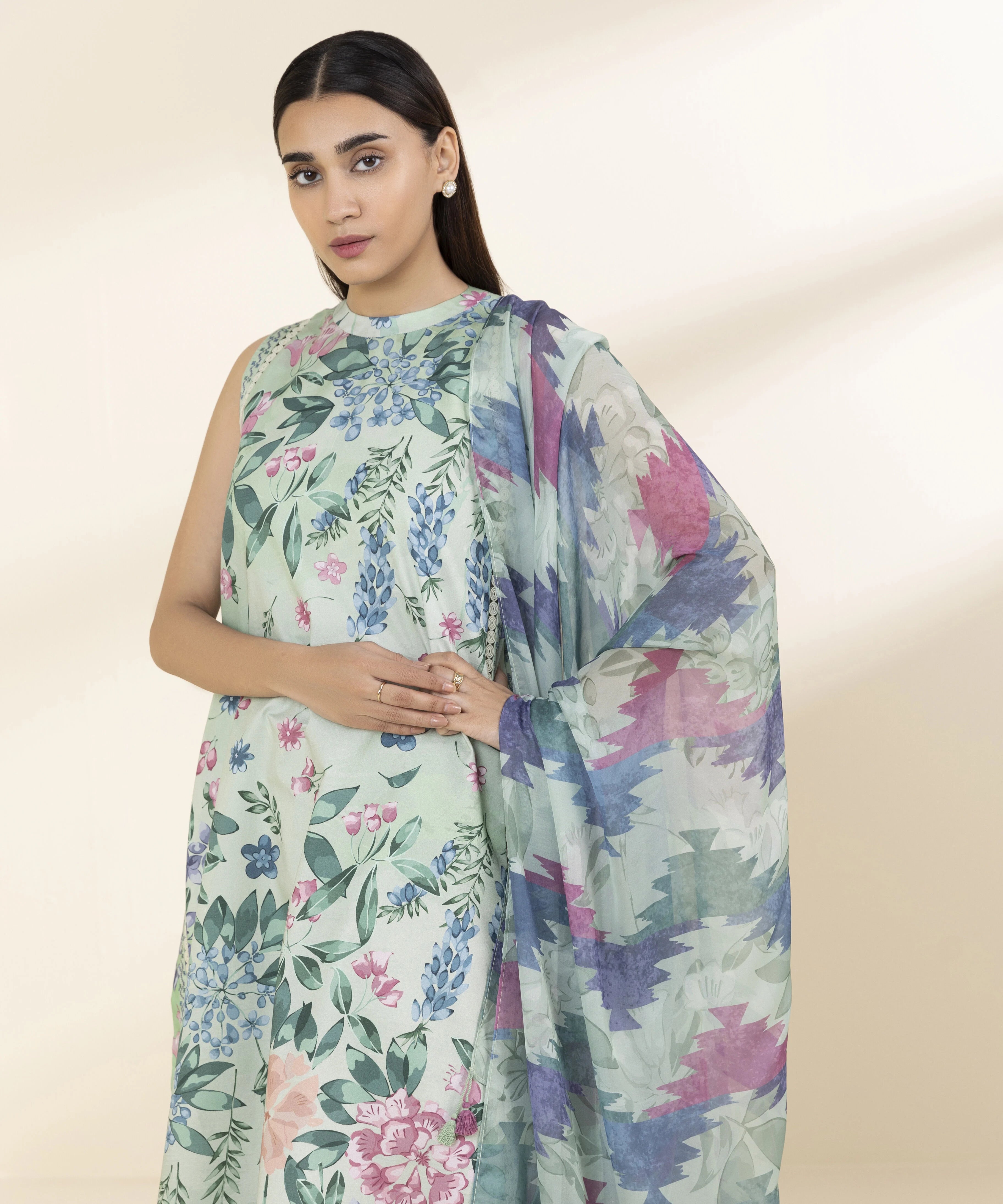 Fiona by Panache Apparel Pret Embroidered Cambric Lawn 3 Piece Suit Palm