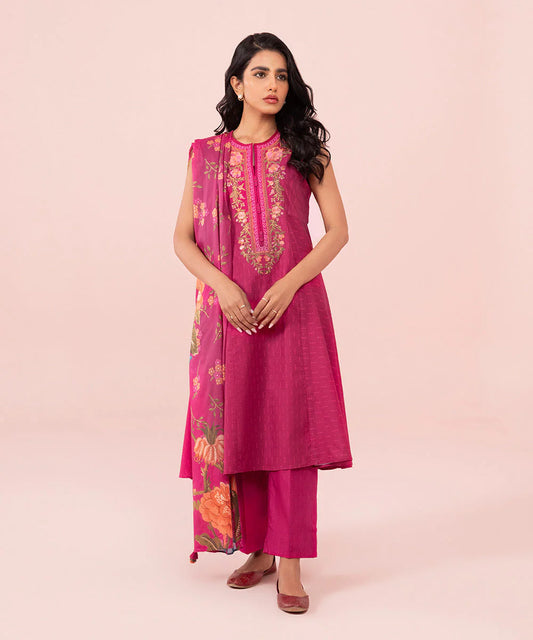 Sapphire | Unstitched 3 Piece - Embroidered Cambric Suit