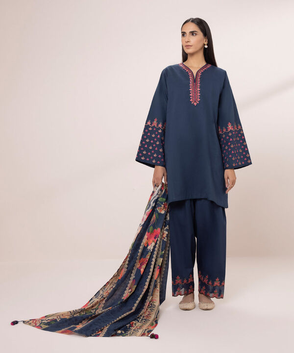SAPPHIRE | UNSTITCHED 3 PIECE EMBROIDERED LAWN SUIT