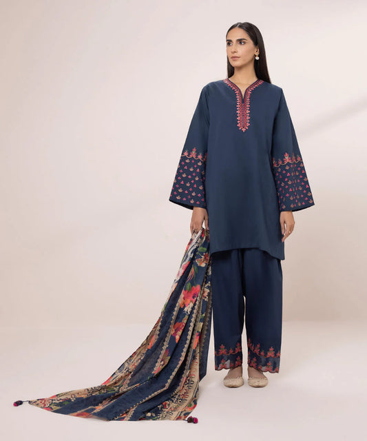SAPPHIRE | UNSTITCHED 3 PIECE EMBROIDERED CAMBRIC SUIT