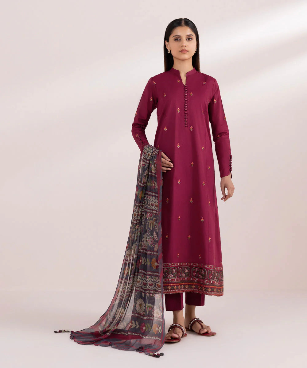 SAPPHIRE | UNSTITCHED 3 PIECE EMBROIDERED LAWN SUIT