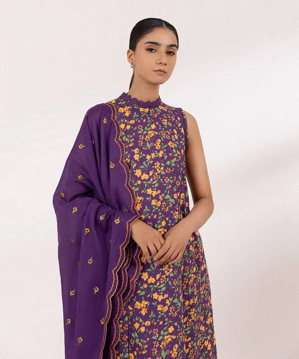 SAPPHIRE | UNSTITCHED 3 PIECE EMBROIDERED COTTON SUIT