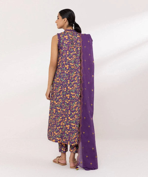 SAPPHIRE | UNSTITCHED 3 PIECE EMBROIDERED COTTON SUIT