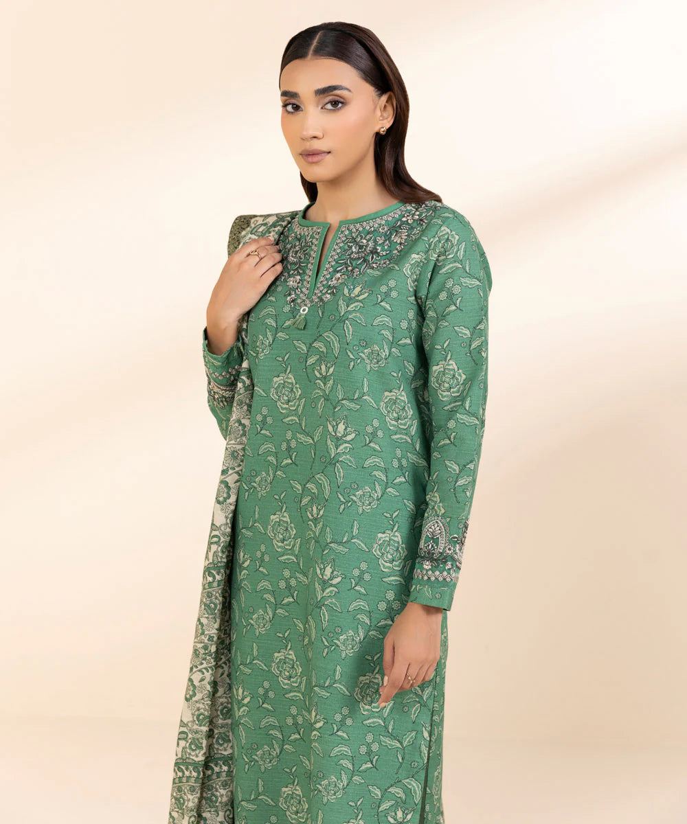 SAPPHIRE | UNSTITCHED 3 PIECE EMBROIDERED LIGHT KHADDAR SUIT