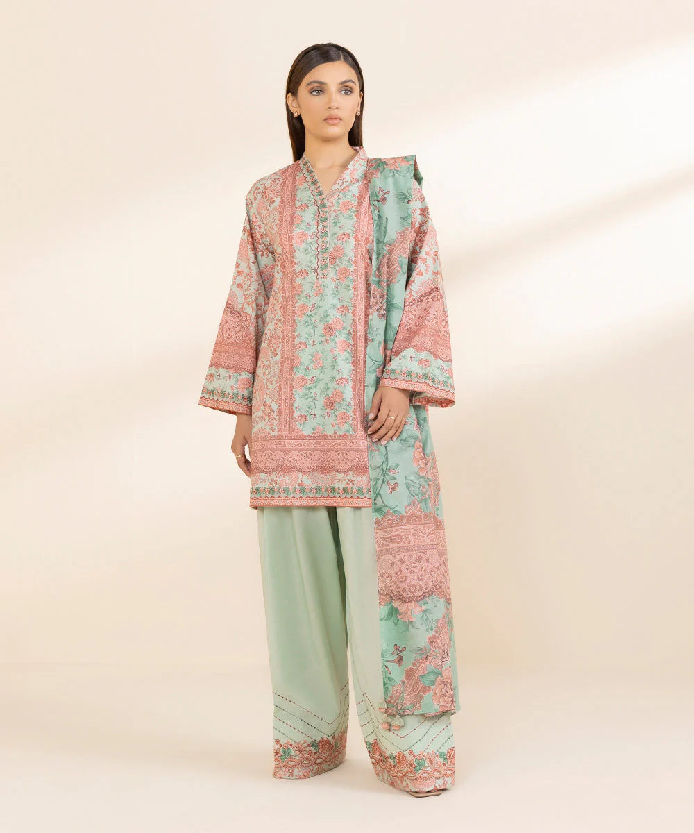 SAPPHIRE | UNSTITCHED 3 PIECE EMBROIDERED COTTON SUIT