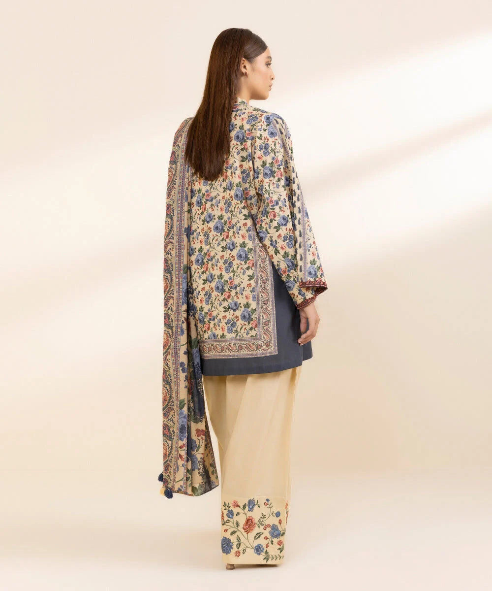 SAPPHIRE | UNSTITCHED 3 PIECE EMBROIDERED COTTON SUIT