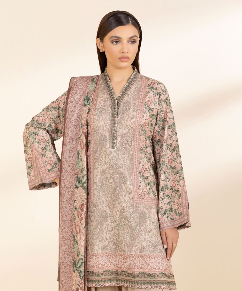 SAPPHIRE | UNSTITCHED 3 PIECE EMBROIDERED COTTON SUIT