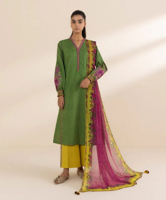 SAPPHIRE | UNSTITCHED 3 PIECE EMBROIDERED LAWN SUIT