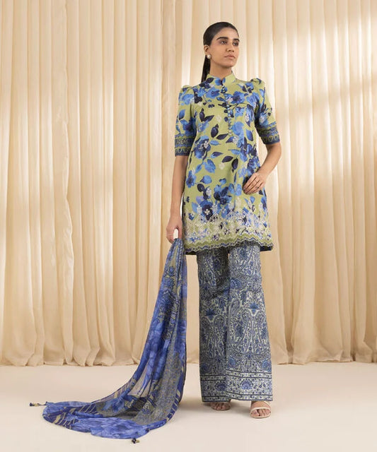 SAPPHIRE | UNSTITCHED 3 PIECE EMBROIDERED LAWN SUIT
