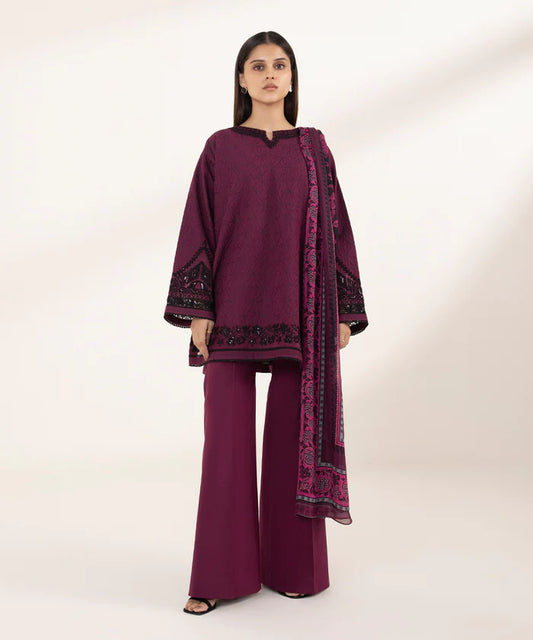 SAPPHIRE | UNSTITCHED 2 PIECE DYED EMBROIDERED JACQUARD SUIT