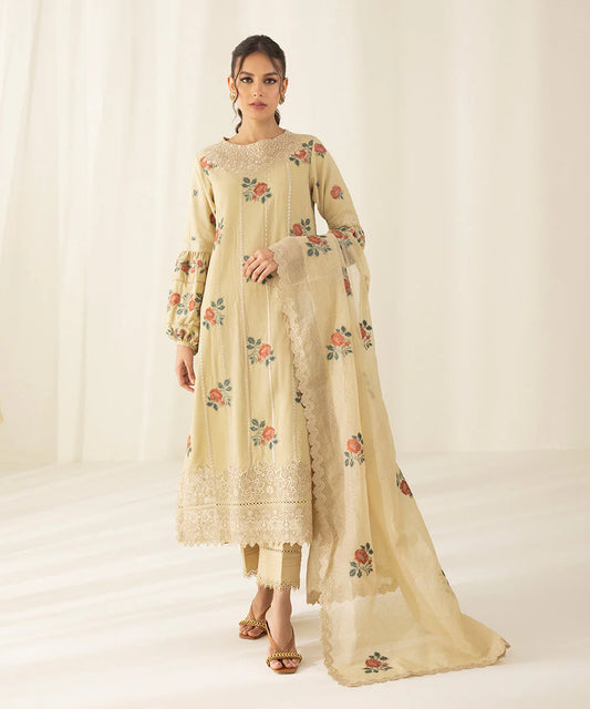 SAPPHIRE | UNSTITCHED 3 PIECE - EMBROIDERED COTTON KARANDI SUIT