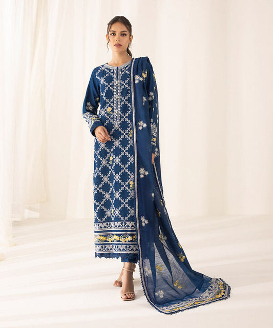 SAPPHIRE | UNSTITCHED 3 PIECE - EMBROIDERED COTTON KARANDI SUIT