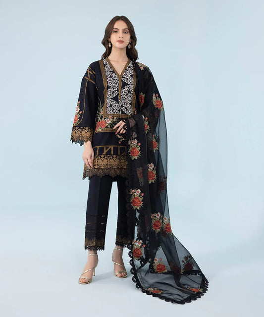 SAPPHIRE | UNSTITCHED 3 PIECE - EMBROIDERED COTTON KARANDI SUIT