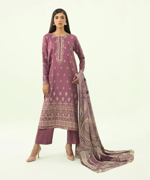 SAPPHIRE | UNSTITCHED 3 PIECE EMBROIDERED LINEN SUIT
