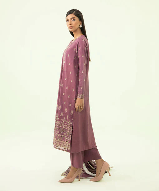 SAPPHIRE | UNSTITCHED 3 PIECE EMBROIDERED LINEN SUIT