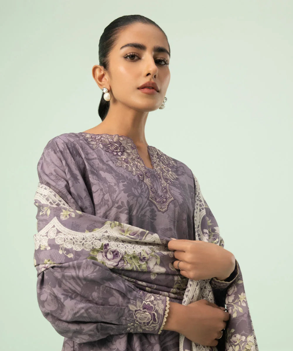 SAPPHIRE | UNSTITCHED 3 PIECE EMBROIDERED LINEN SUIT