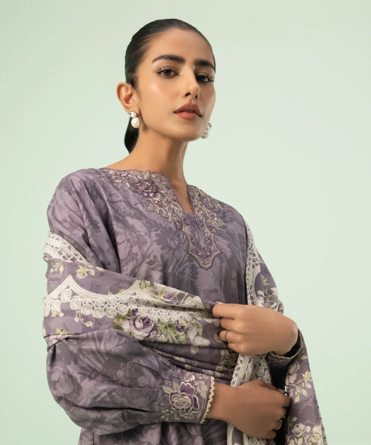 SAPPHIRE | UNSTITCHED 3 PIECE EMBROIDERED LINEN SUIT