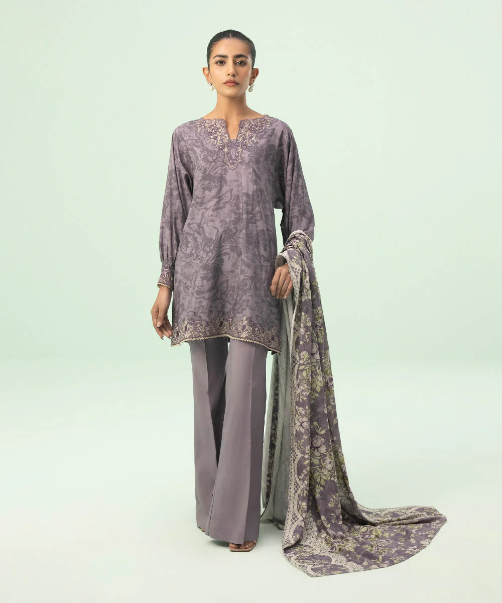 SAPPHIRE | UNSTITCHED 3 PIECE EMBROIDERED LINEN SUIT