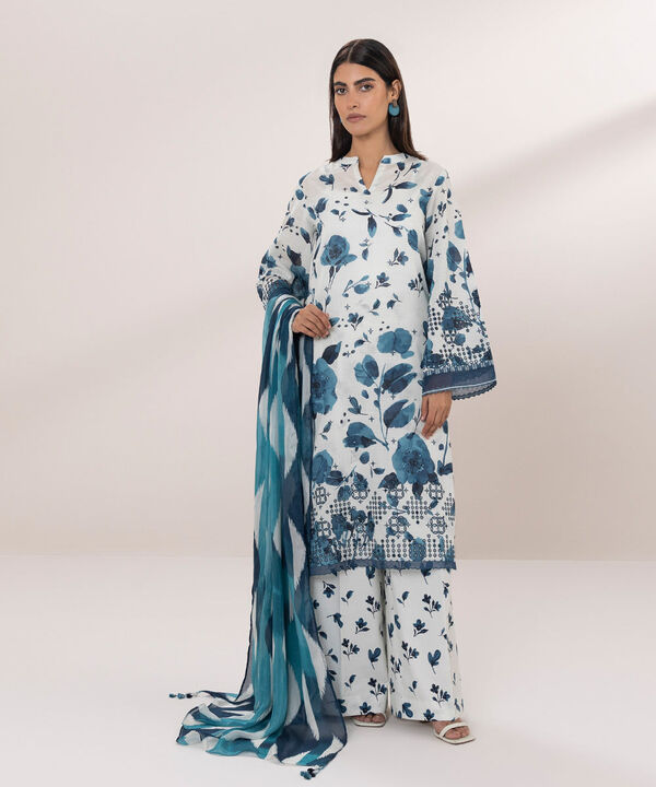 SAPPHIRE | UNSTITCHED 3 PIECE EMBROIDERED LAWN SUIT