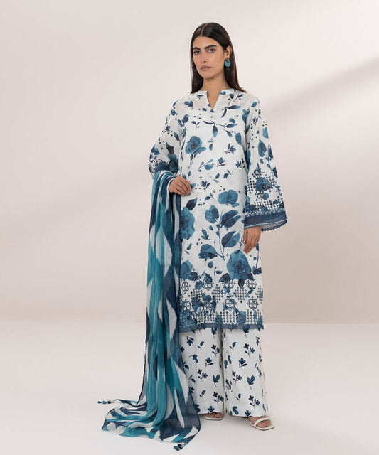 SAPPHIRE | UNSTITCHED 3 PIECE EMBROIDERED LAWN SUIT